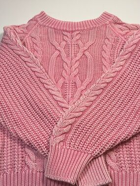 Free People Soft Pink Cable-Knit Scoop Sweater